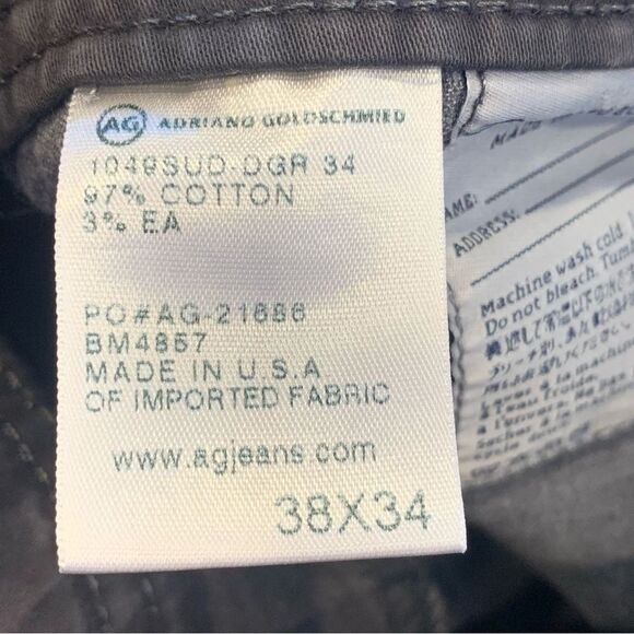 AG The Protege Straight Leg Gray Jeans Size 38x34 - Picture 7 of 11